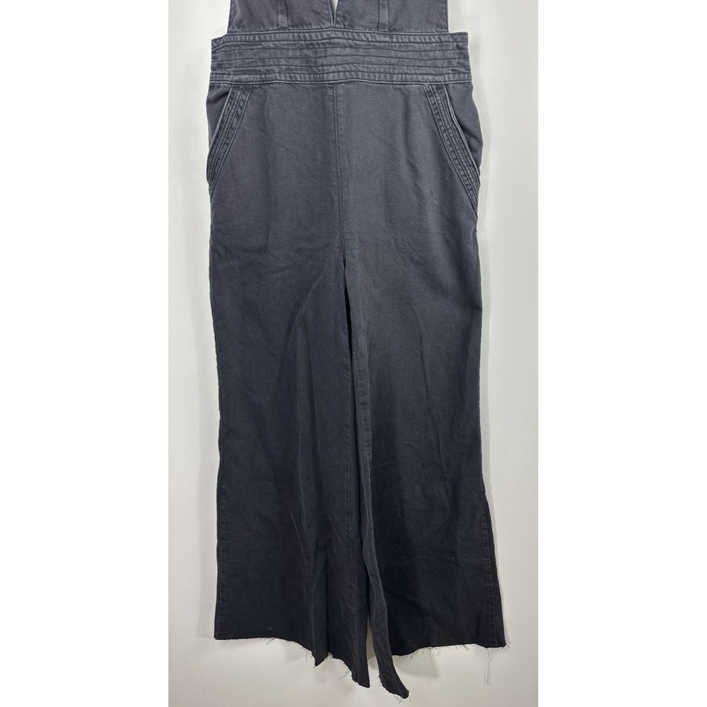 Pilcro x Anthropologie Puddle Jumpsuit Wide Leg Faded Black Raw Hem 28 Tall - Picture 6 of 16